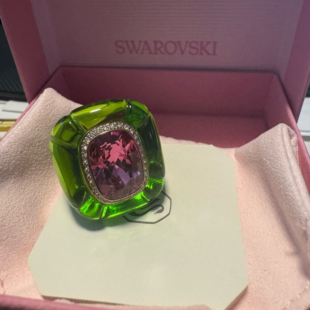 Swarovski Dulcis Cocktail Green and Pink Crystal Ring